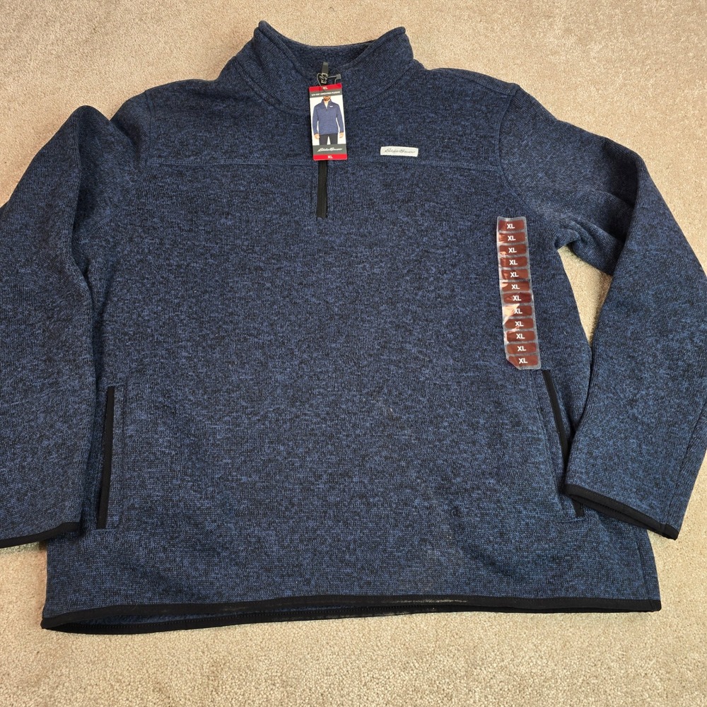 Eddie Bauer Mens XL 1/4 Zip Sweater Fleece Pullover Blue Marl NWT - Picture 3 of 9